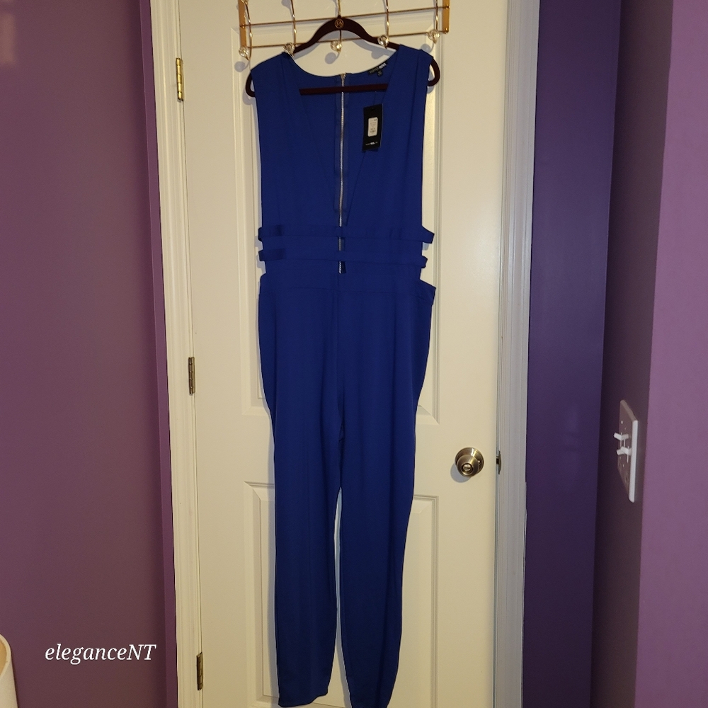 Fashion Nova Don’t Call Me Up Royal Blue Jumpsuit Sz: 2X NWT - Picture 10 of 10